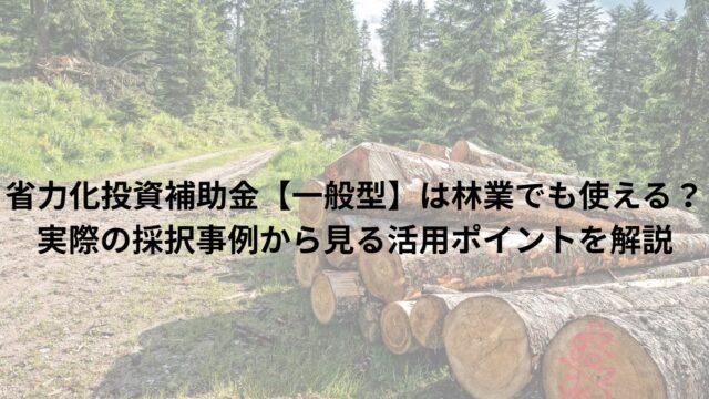 省力化投資補助金【一般型】は林業でも使える？実際の採択事例から見る活用ポイントを解説